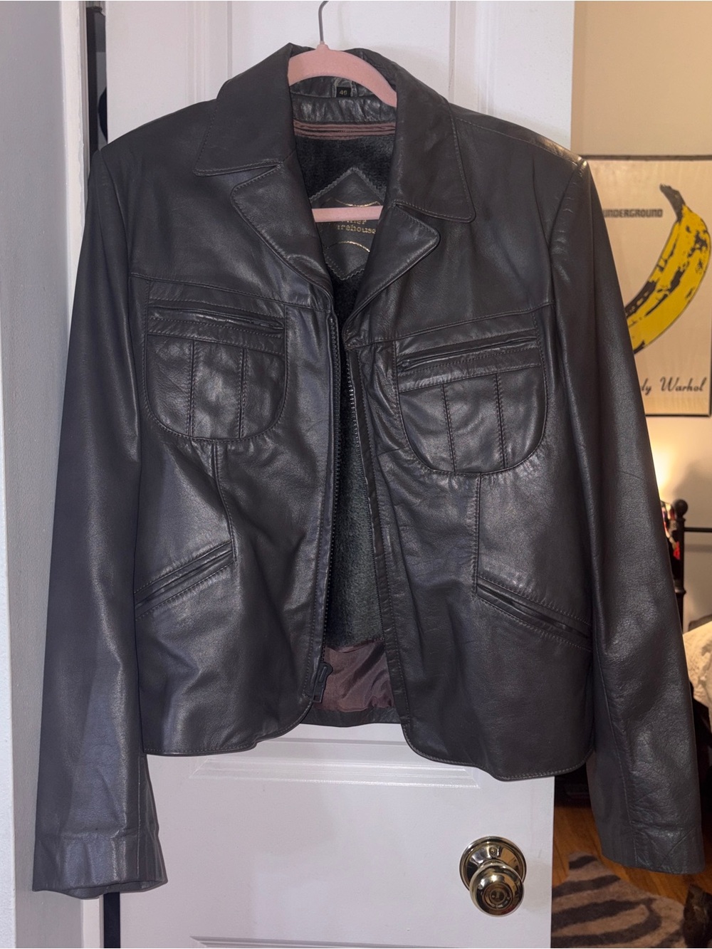 Vintage Grey Leather Jacket